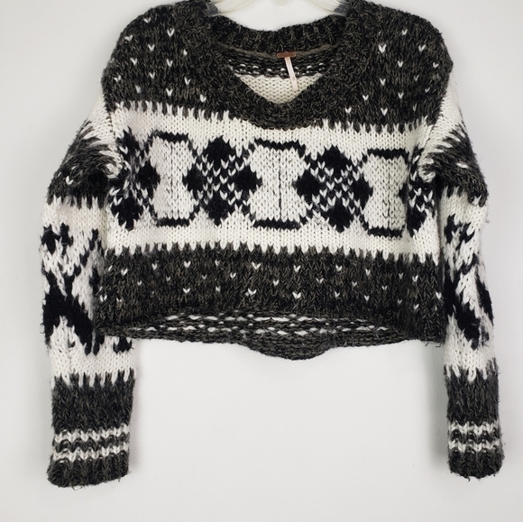 Free People Cropped Sweater Sz XS - Picture 4 of 6